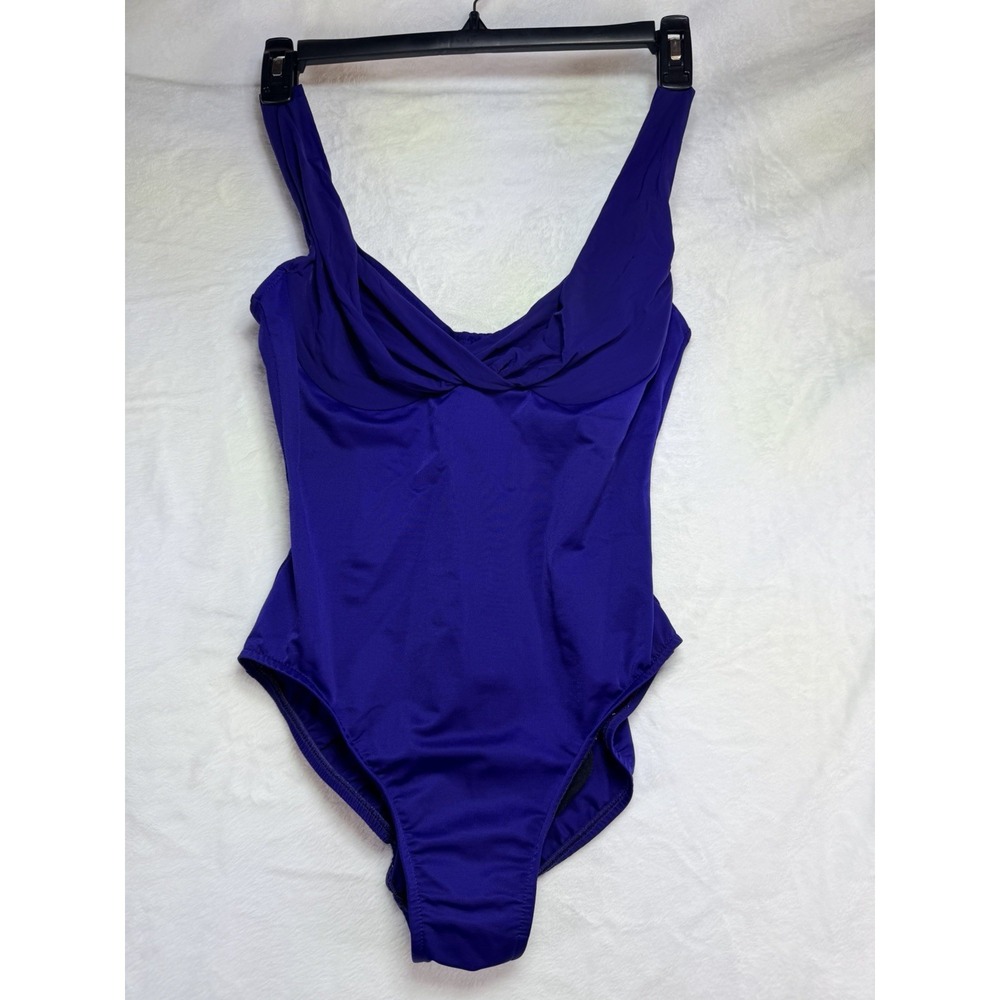 Miraclesuit Firm Control Blue Size 12 One Piece Swimsuit Bathing Suit USA Made - Picture 2 of 8
